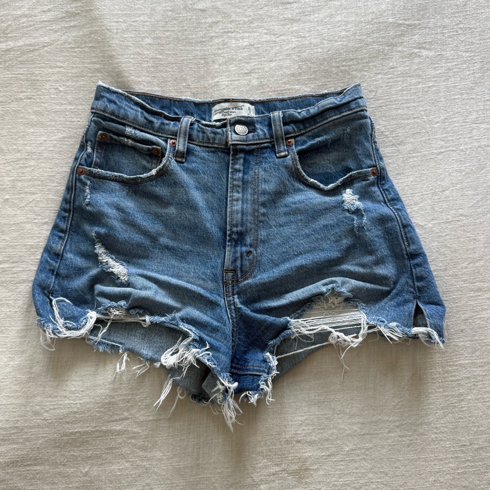 Abercrombie & Fitch Blue Distressed High Rise Jeans Shorts